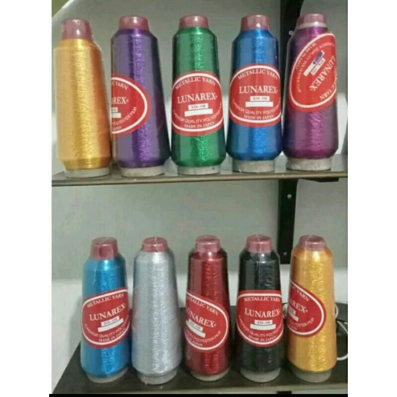 [COD] TERLARIS Benang PARADISE Lunarex Metalik, Benang Bordir, Benang Polister, Emas, Silver, Hijau,