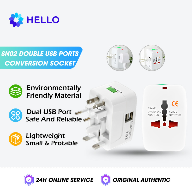 Hello SN01 Colokan Listrik All in One copper Universal Travel Adaptor Colokan Listrik Adaptor Internasional