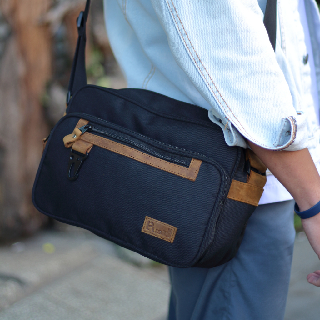 Pusiill - Tas Selempang Pria Dan Wanita Kombinasi Kulit Asli