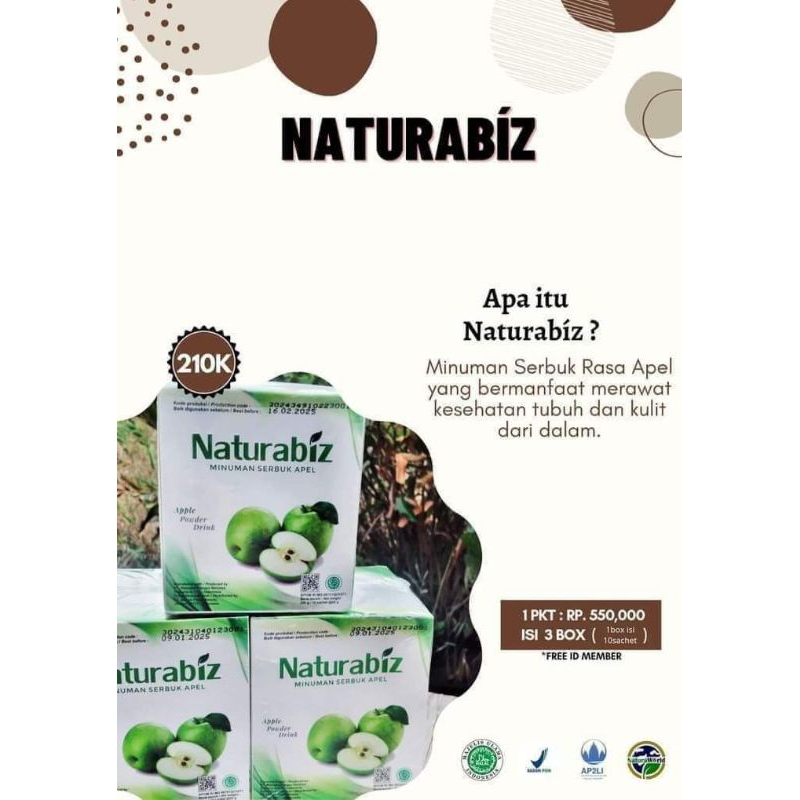 

Naturabiz minuman serbuk apel 1 box isi 10 pcs naturabiz