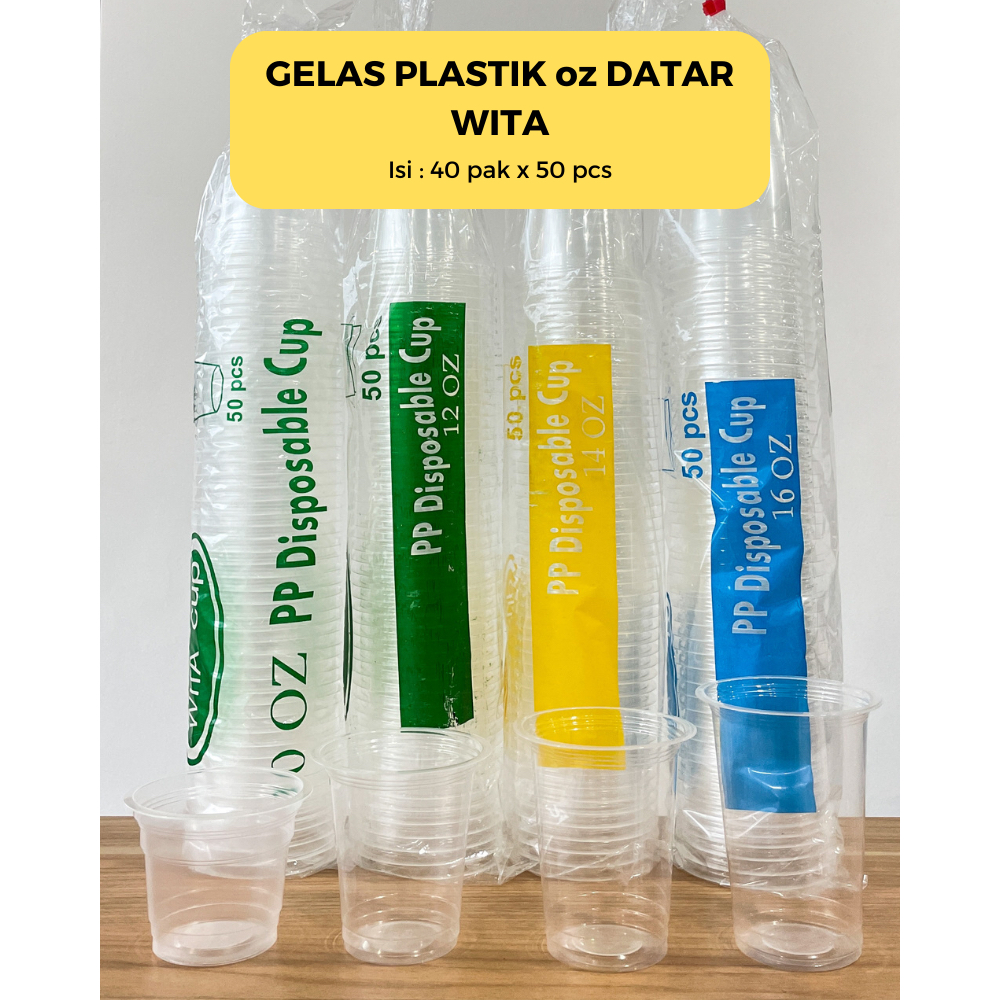 Gelas Plastik Datar 16 oz Bening