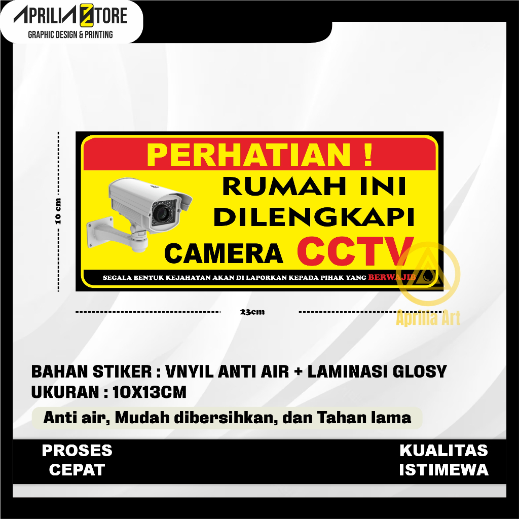 

STIKER CCTV DESAIN 2 VNYIL ANTI AIR LAMINASI GLOSY