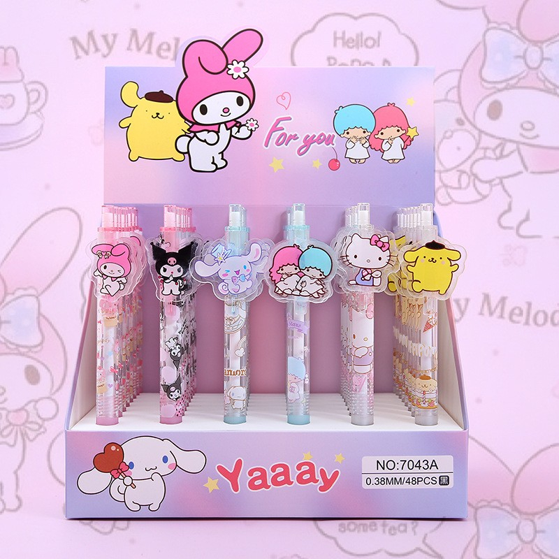 

Bolpen Gel Sanrio Mekanik / Pulpen Kuromi Cinnamoroll Melody Pompurin