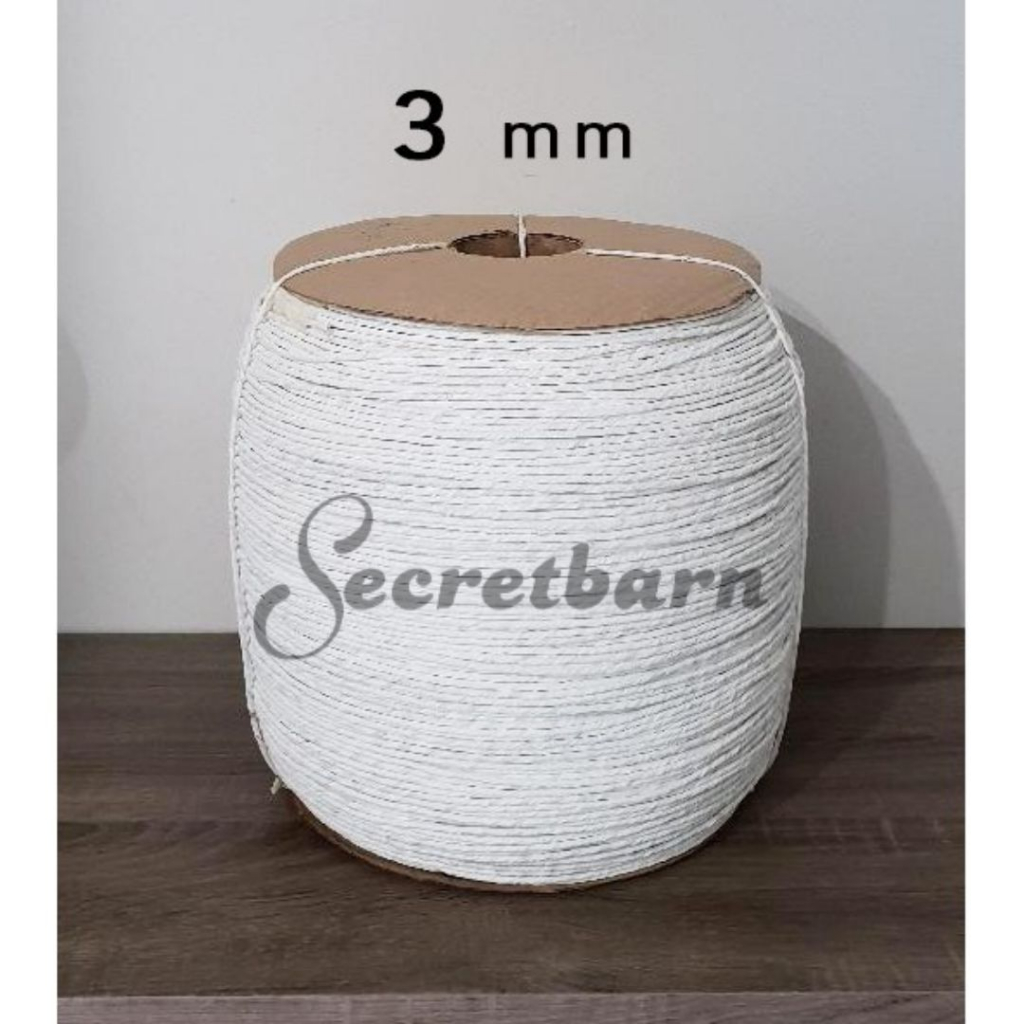 

tali kertas 3mm putih samson kraft paper rope untuk industri paperbag tas kertas harga per 100m