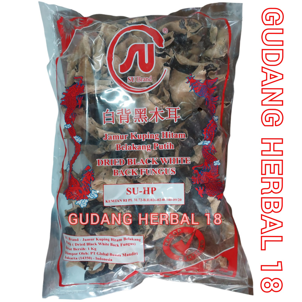 

Jamur Kuping Hitam Putih 500 Gram / White Back Fungus SU BRAND / Halal / SUHP1 Brand