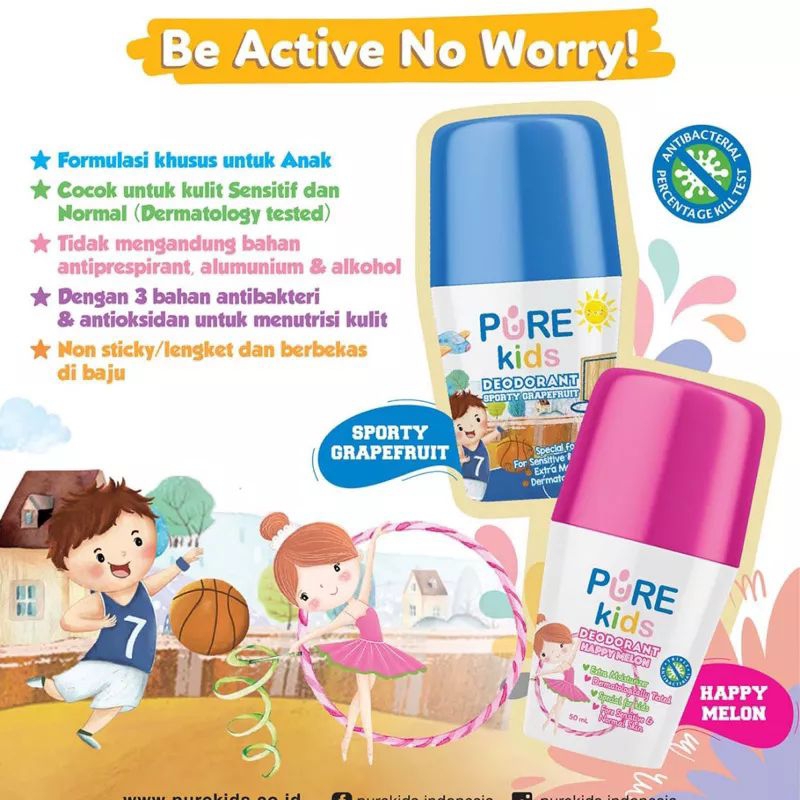 Pure Kids Deodorant Anak Penghilang Bau Ketiak Bau Badan Keringat Anak Olahraga