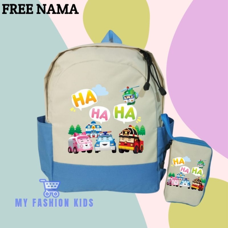Tas Ransel Backpack Anak Sekolah Custom Gambar Robocar Poli Unisex (FREE NAMA)