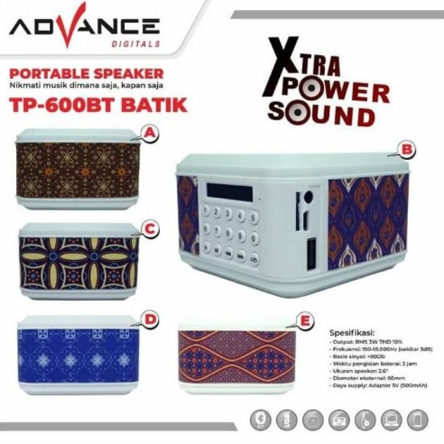 SPEAKER BLUETOOTH ADVANCE TP-600BT/VDR V3900BT DIGITAL MULTIMEDIA/SALON MINI BOOMBOX SPEAKER Al QURA