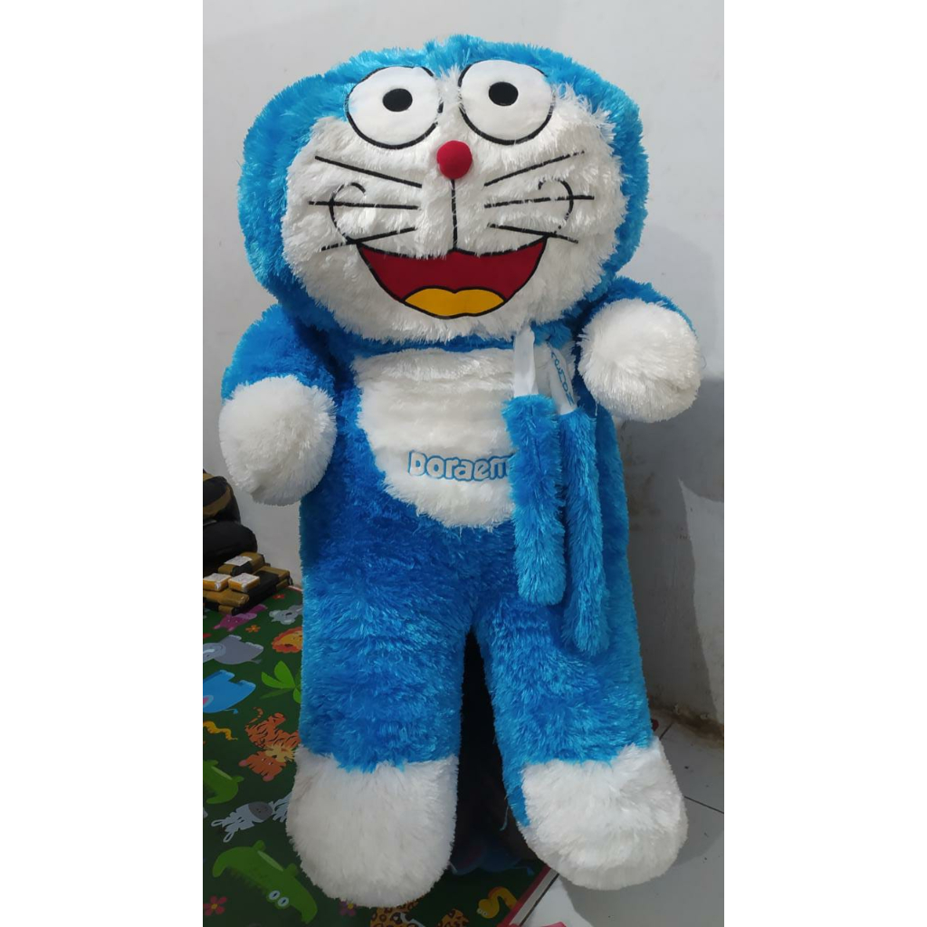 BONEKA DORAEMON 90-95CM / MAINAN BONEKA ANAK DORAEMON SYAL JUMBO BORDIR RASFUR SNI / COD READY MAKAS