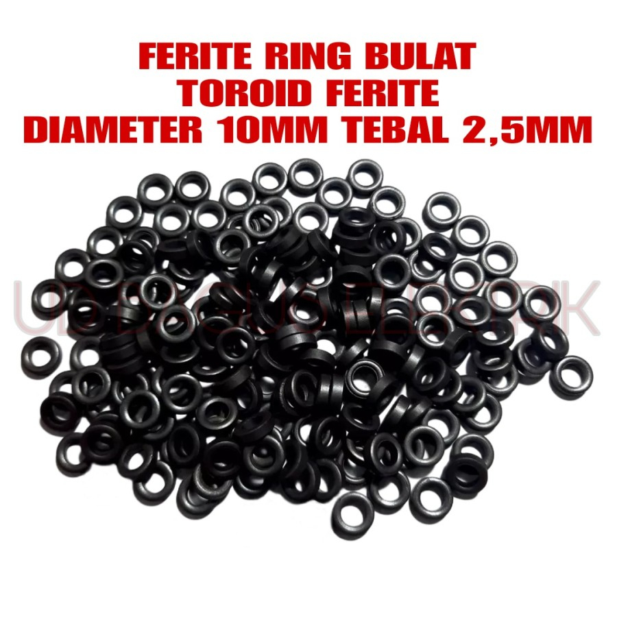 10X FERITE RING BULAT HITAM / TOROID FERITE DIAMETER 10MM TEBAL 2,5MM - DAPAT 10PCS FERITE RING BULA