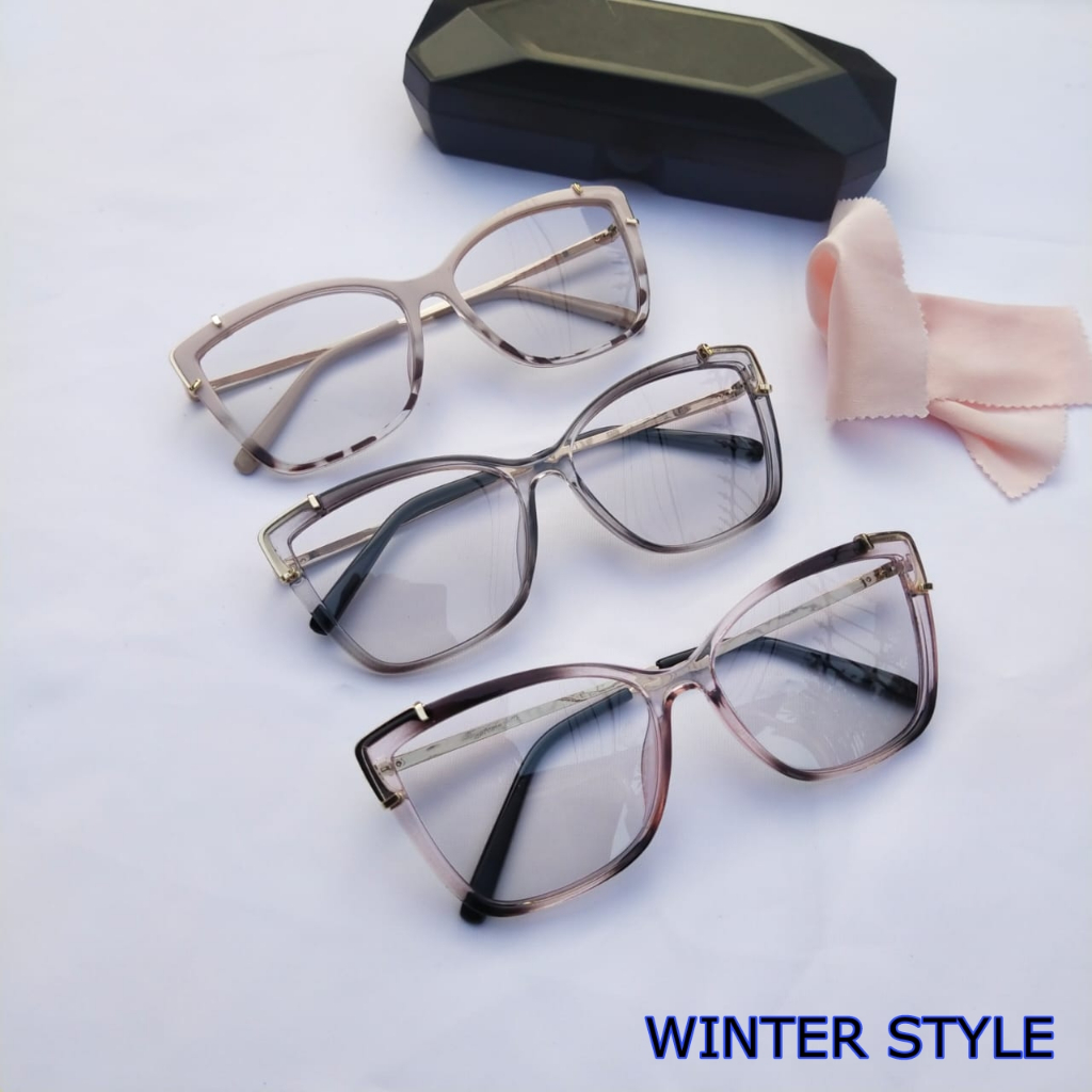 (BISA COD) KACAMATA PHOTOCROMIC BENTUK CAT EYE TERBARU KEREN GAYA KOREA CEWEK COWOK - WINTER STYLE