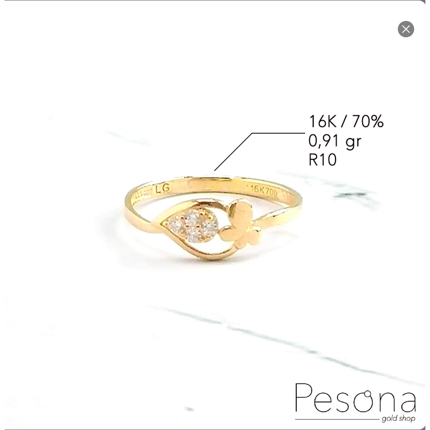 CINCIN EMAS KUNING MODEL KUPU KUPU R10 | 16K | 0,91 gram