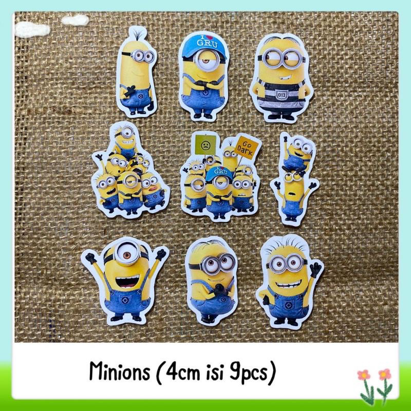 

9pcs sticker tempelan glossy karakter minions