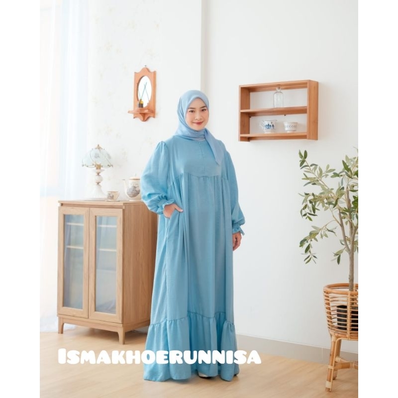 Gamis Wanita Blue Army / Gamis Elegan / Gamis Muslimah