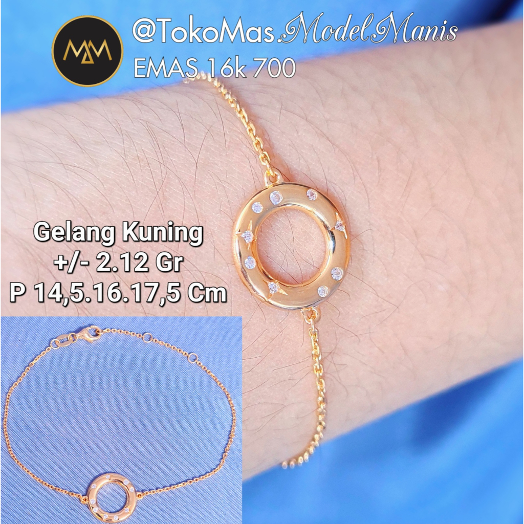 Gelang Nori Ring O Emas Kuning 700 kadar 16k