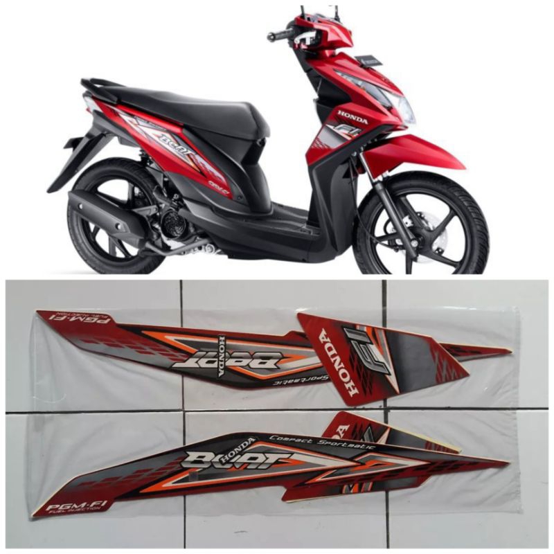 Stiker Striping Motor Beat Fi 2014 Merah Sticker Lis Body Standar