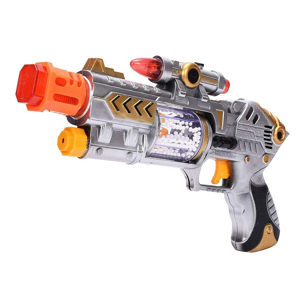 mainan laser sound gun bergetar  bersuara menyala premium