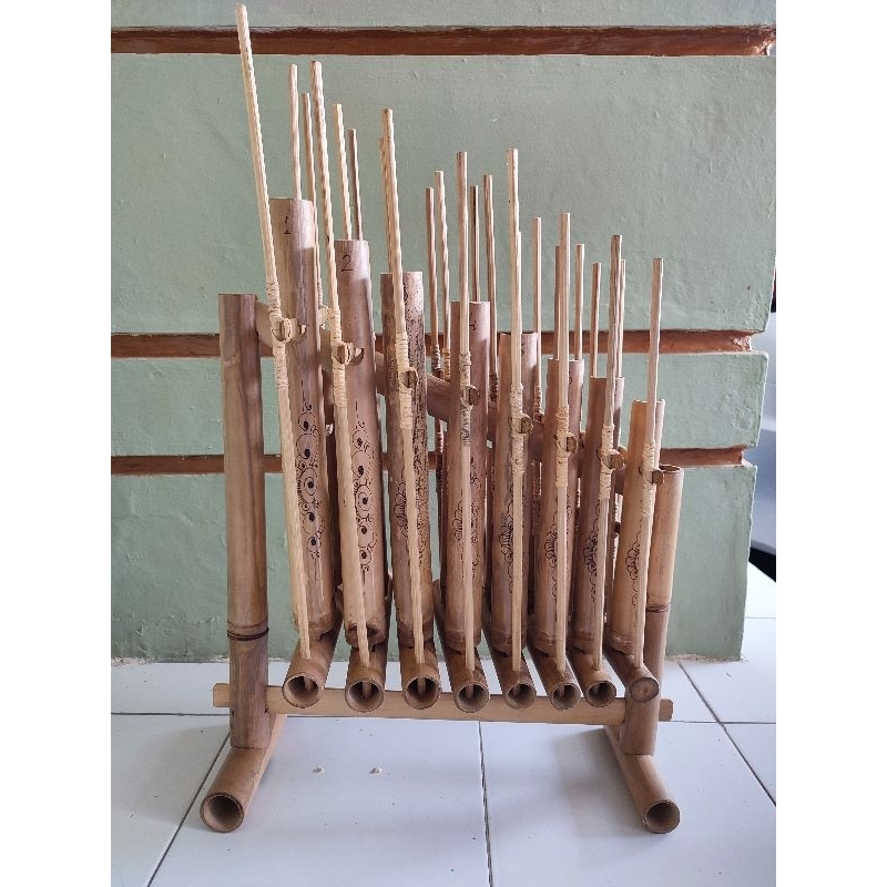 Angklung 1 Set Bambu Putih Premium