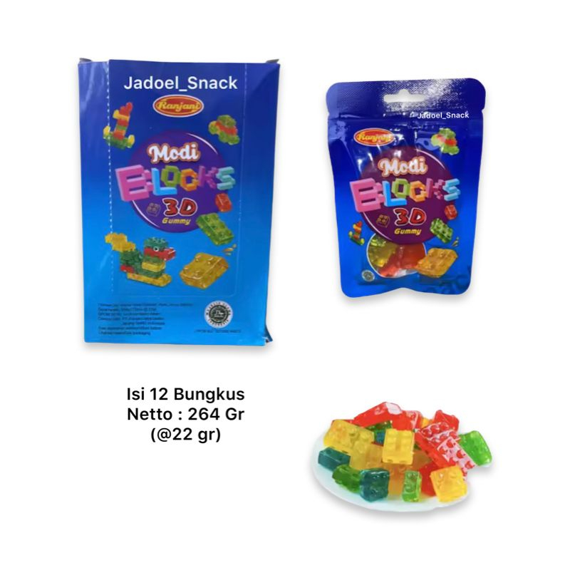 

GROSIR - Permen Modi Block 3D 12 X 22 Gr Rasa Buah by Jadoel_Snack