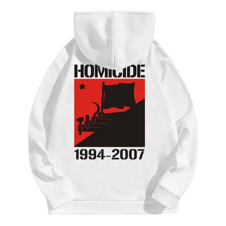 Jaket Hoodie Homicide Hoodie White Casual Unisex Bahan Katun