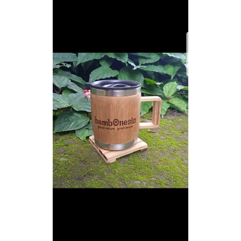 Mug Bambu stainless souvenir unik murah