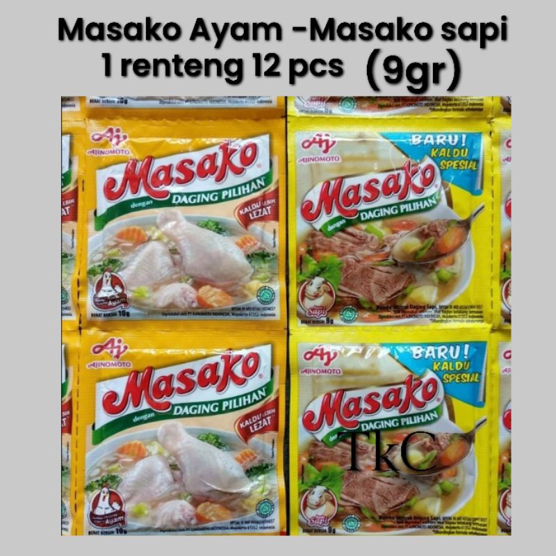 

Masako Penyedap rasa Ayam dan Sapi kemasan 9gr