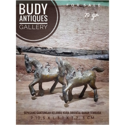 Sepasang Gantungan Kelambu Motif Kuda Oriental Bahan Tembaga