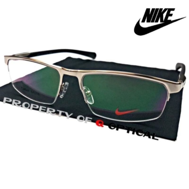 Kacamata Frame Pria Titanium Half Nike S56 Carbon Silver Chrome