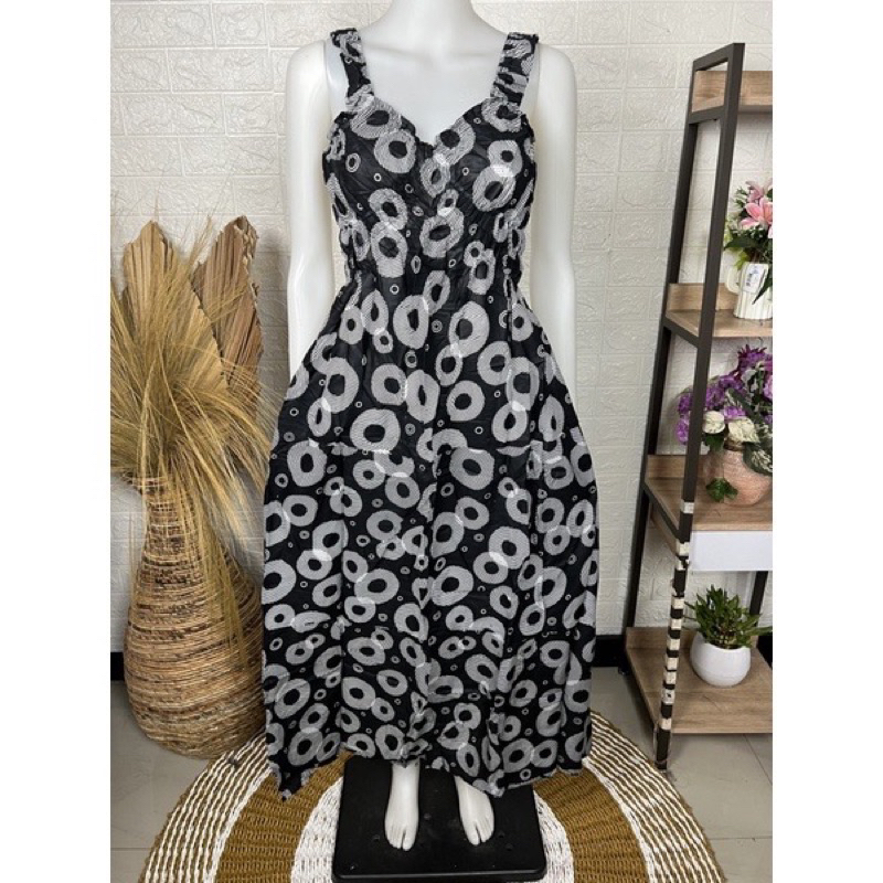 Daster rayon( LD Fit JUMBO melar sampe 120) Sherly Panjang Canda Kerah V Susun