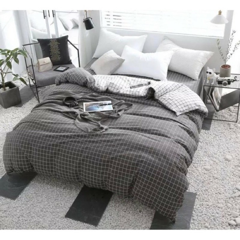 BEDCOVER AESTHETIC / BEDCOVER ONLY VIRAL 2023 (TANPA SPREI) / BEDCOVER AESTHETIC MOTIF KOTAK KOTAK T