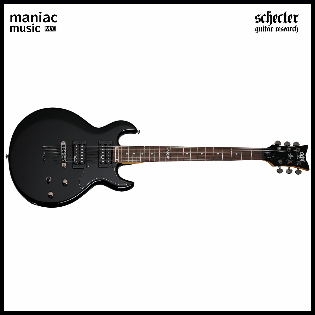 Schecter S-1 SGR Gloss Black - HH. Double Cutaway, Maple, Pearloid