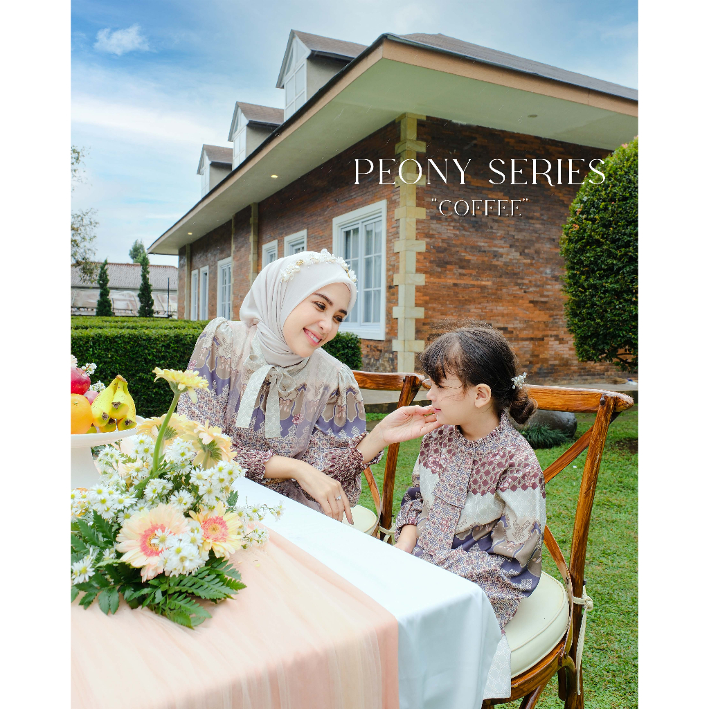 Mayoutfit Peony Set Series Coffee | Sarimbit Lebaran Baju Muslim Raya Keluarga-5