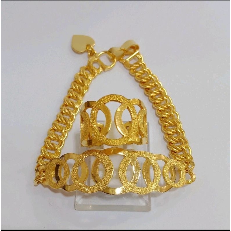 Gelang oudy rantai coco set cincin lapis mas penang