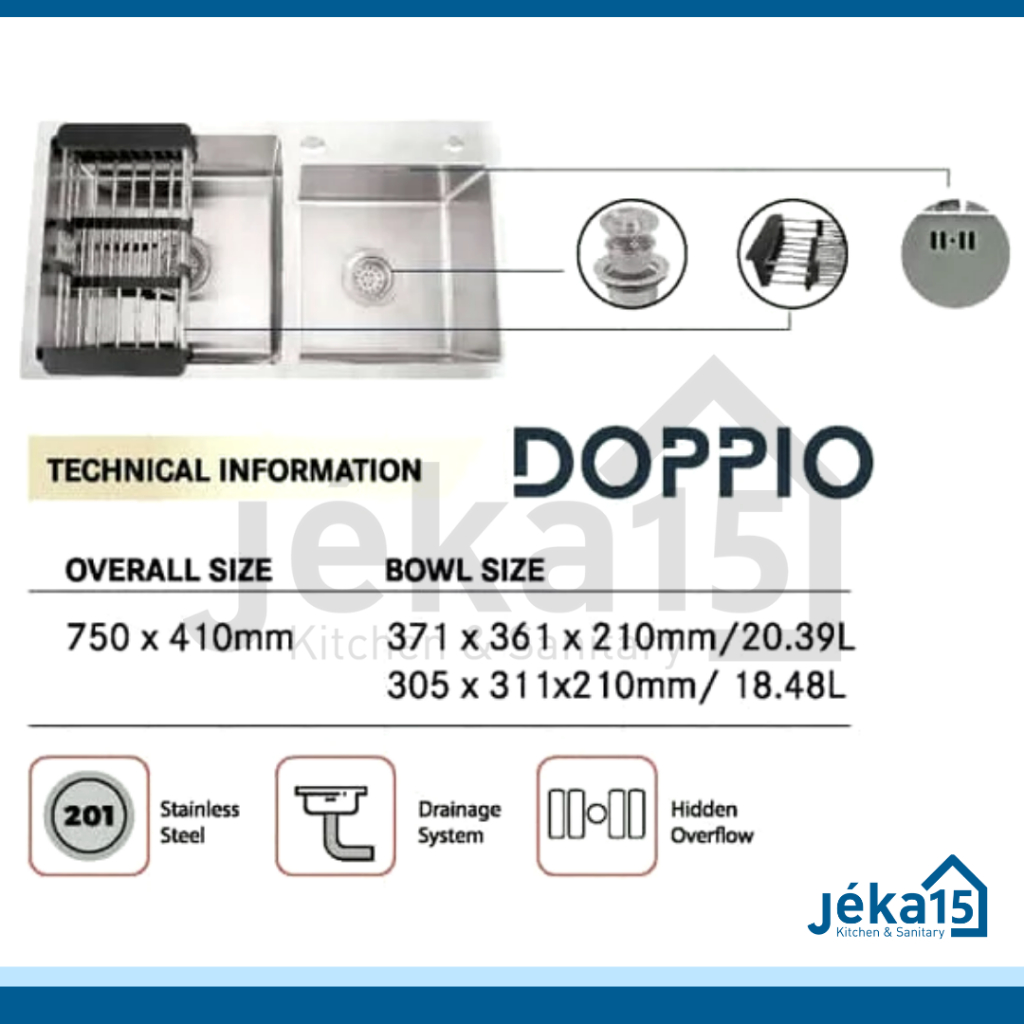 ROYAL CONTEMPO DOPPIO BAK CUCI PIRING STAINLESS