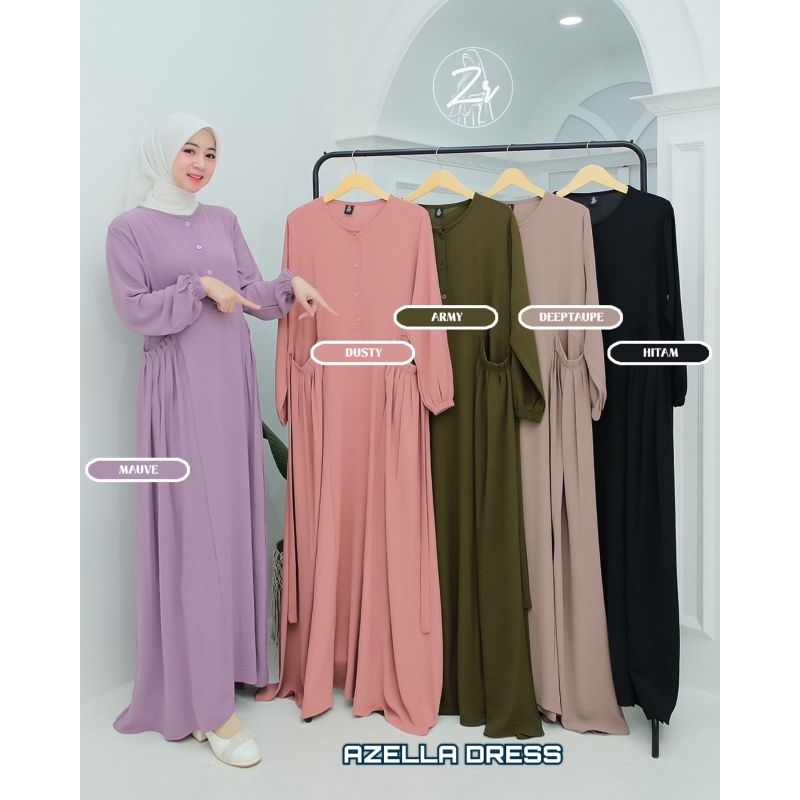 GAMIS CANTIK AZELLA DRESS ORI ZR COLLECTION GAMIS CRINGKLE KEKINIAN TERBARU