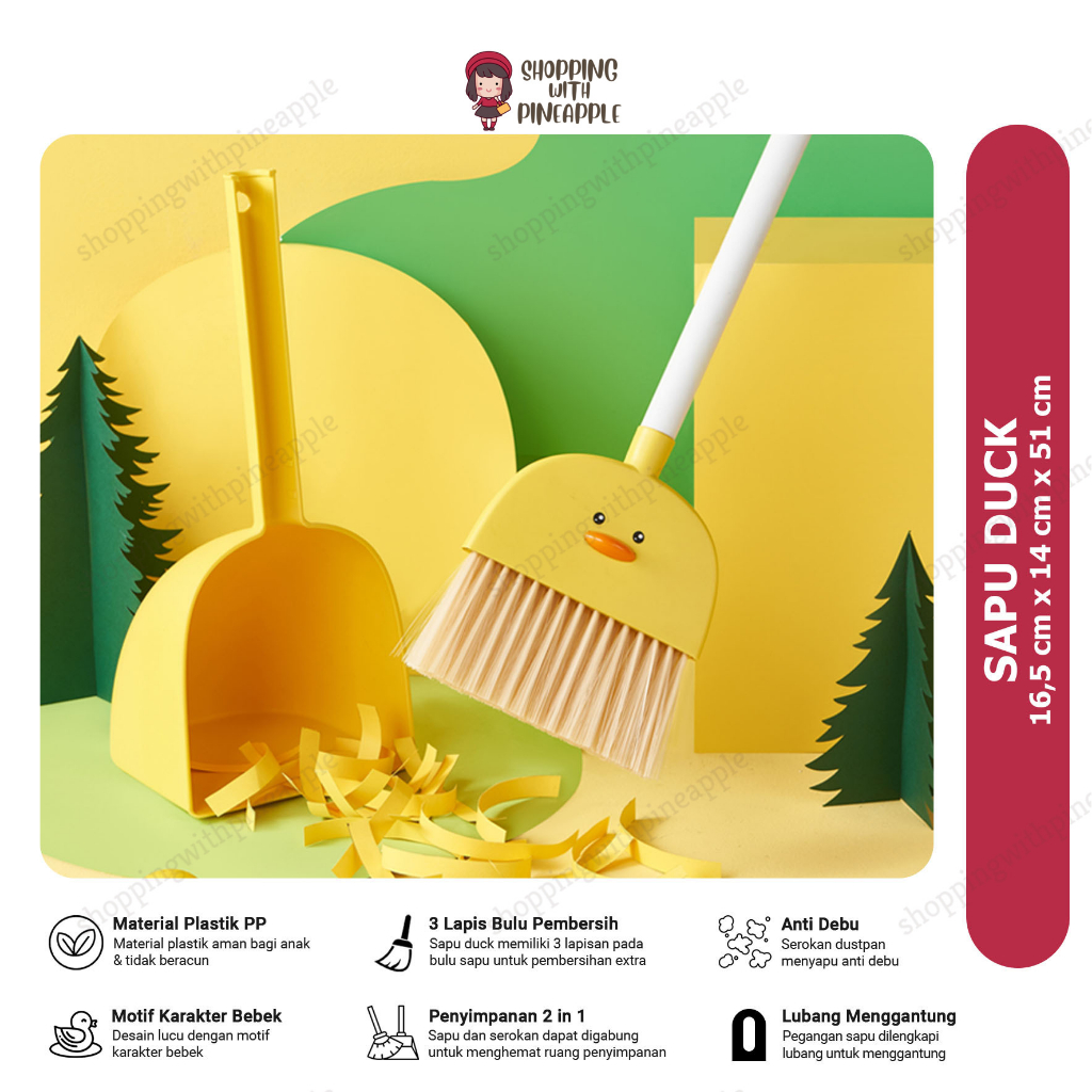 SWP - SAPU LANTAI MINI / SET SAPU DENGAN SEROKAN MINI ANAK LUCU / SAPU LANTAI DUCK