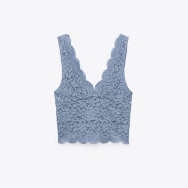 ZARA tanktop lace blue size S preloved