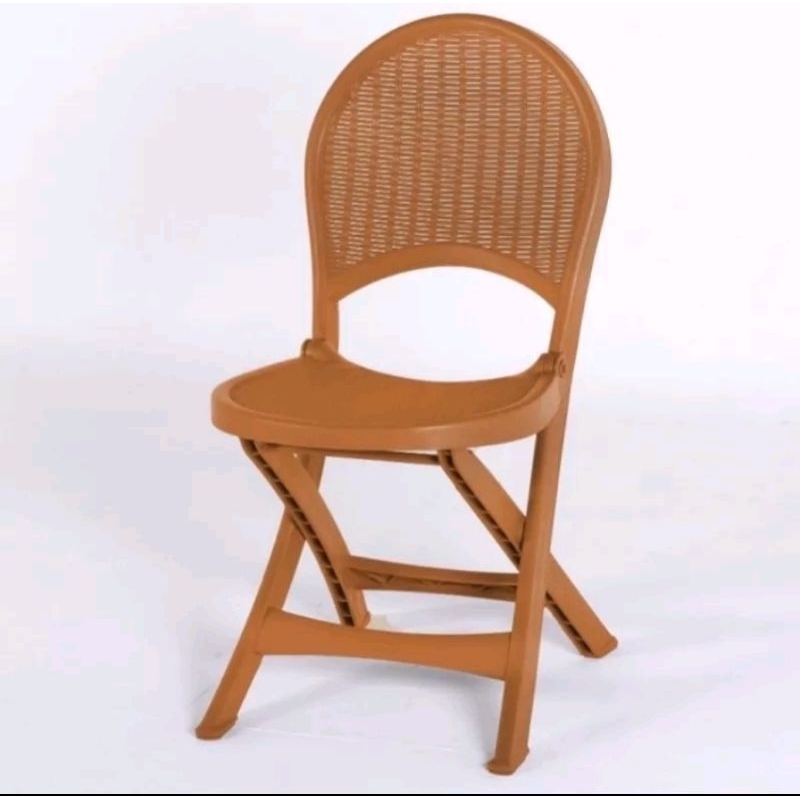 Kursi Plastik Lipat Olymplast OFC/ Kursi Rotan Tamu/Kursi Makan Coklat