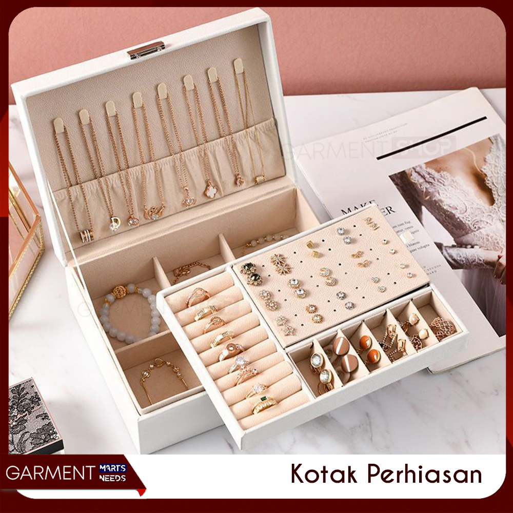 Kotak Perhiasan Besar Bagus Tempat Penyimpanan Box Organizer Aksesoris Emas Cincin Anting Kalung