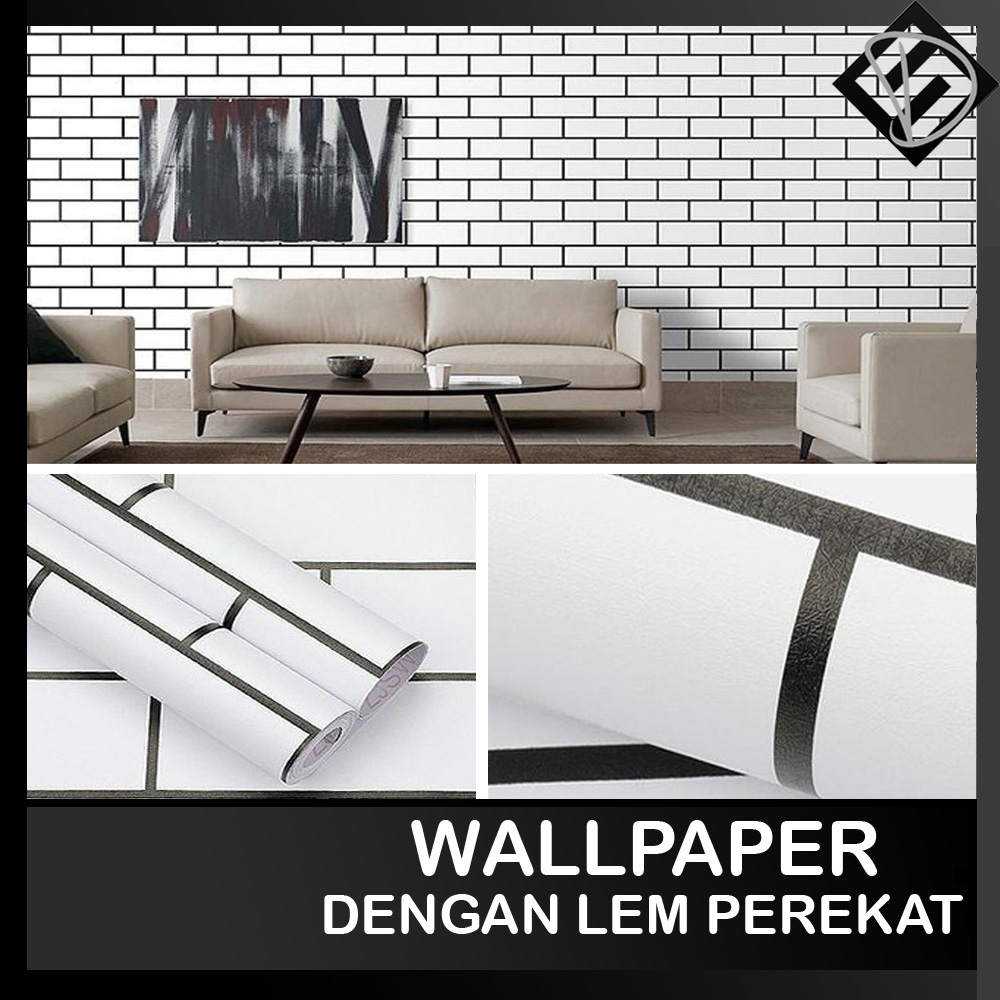 (COD) Wallpaper dinding / wallpaper stiker motif bata Keramik Putih / 1 KG MUAT 3 ROLL TERMURAH