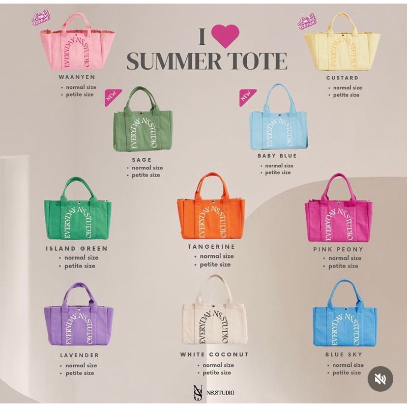 [READY] NS STUDIO NSSTUDIO Summer Tote Bag Bangkok Custard Pink Waanyen Petite Tas
