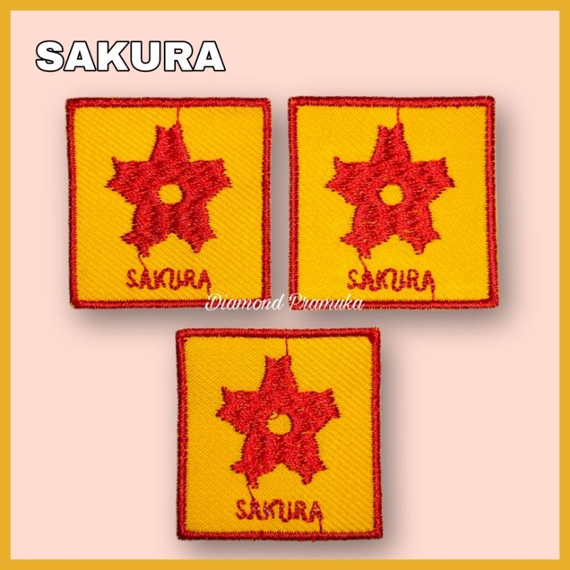 Tanda regu pramuka putri bordir bunga sakura Bet bordir tanda regu sakura