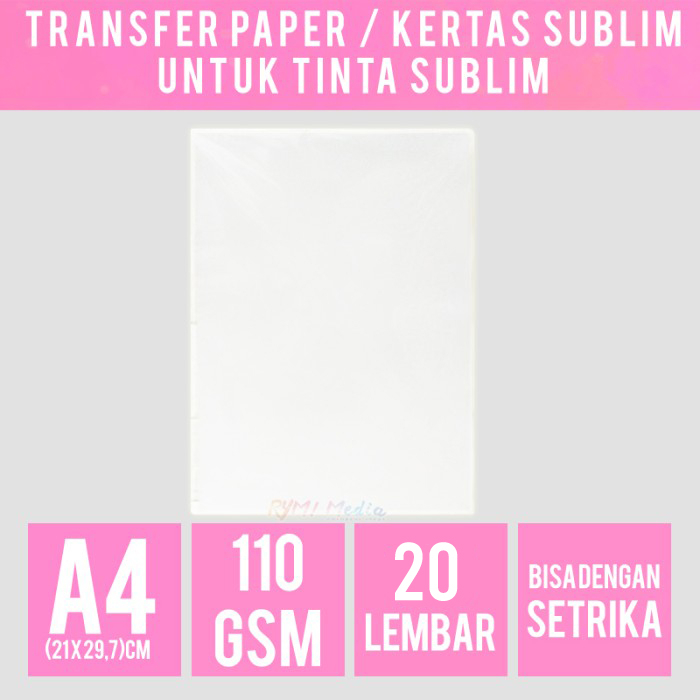 

30% OFF Transfer Paper A4 isi 20 lbr / T-Shirt Kertas Sublim Kaos Putih 110 gsm 20 lembar Sublime Transfer Cetak Kaos Mug Piring