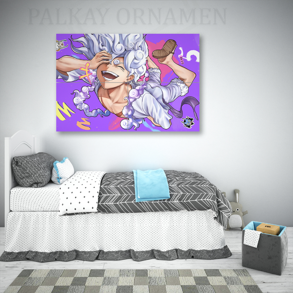 POSTER KAYU ONE PIECE LUFFY GEAR 5 | POSTER KAYU 4 PANEL | BIG SIZE