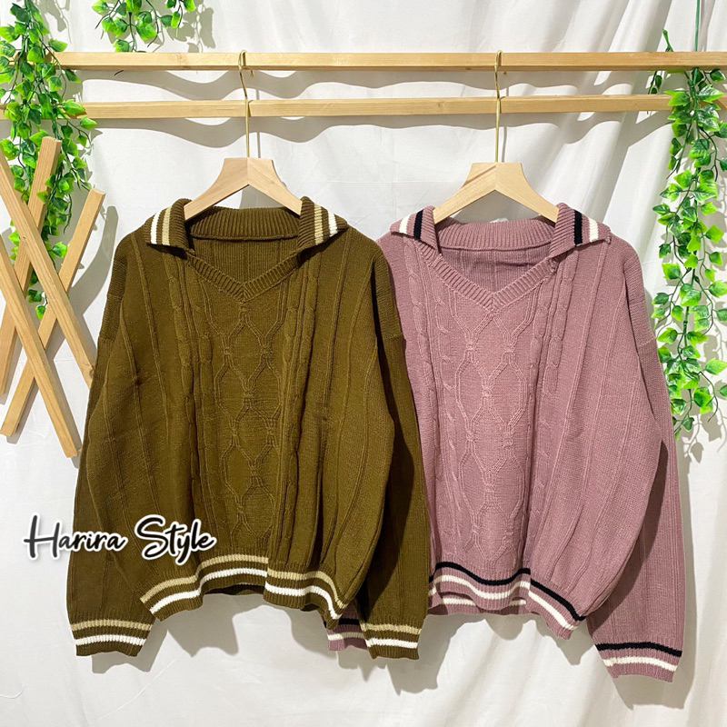 LAVINA CROP SWEATER RAJUT MOTIF CABLE from HARIRA STYLE