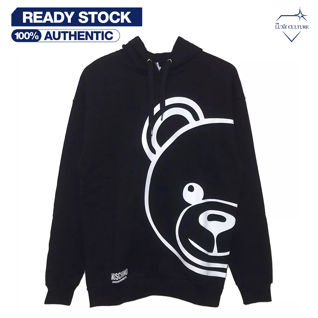 Moschino Bear Side Logo Hoodie / Hoodie Pria Branded Original