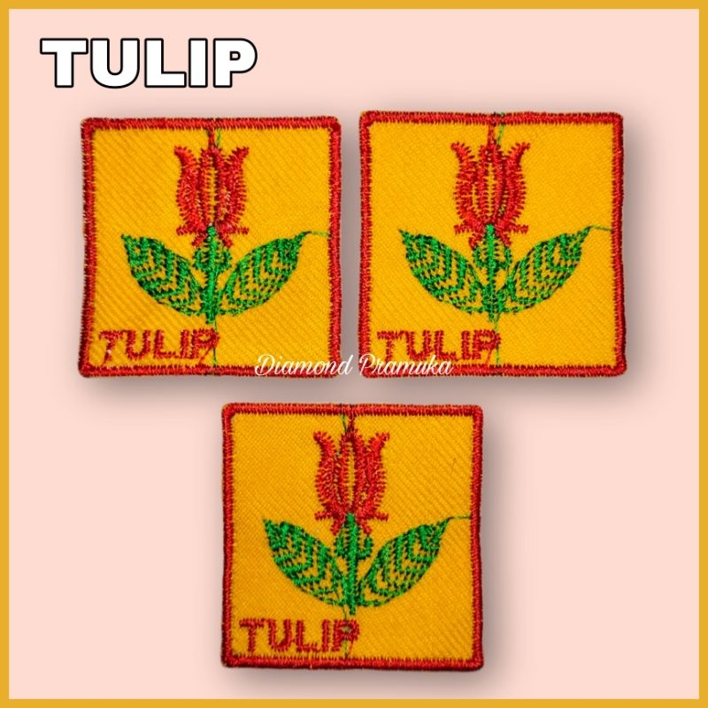Tanda regu pramuka putri bordir bunga tulip Bet bordir tanda regu tulip