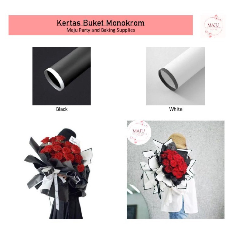 

PER PAX (20 lembar) Kertas Buket Monokrom hitam putih / Flower Wrapping / Kertas Bunga / Flower Paper / Cellophane Paper / Kertas Kerajinan Bunga