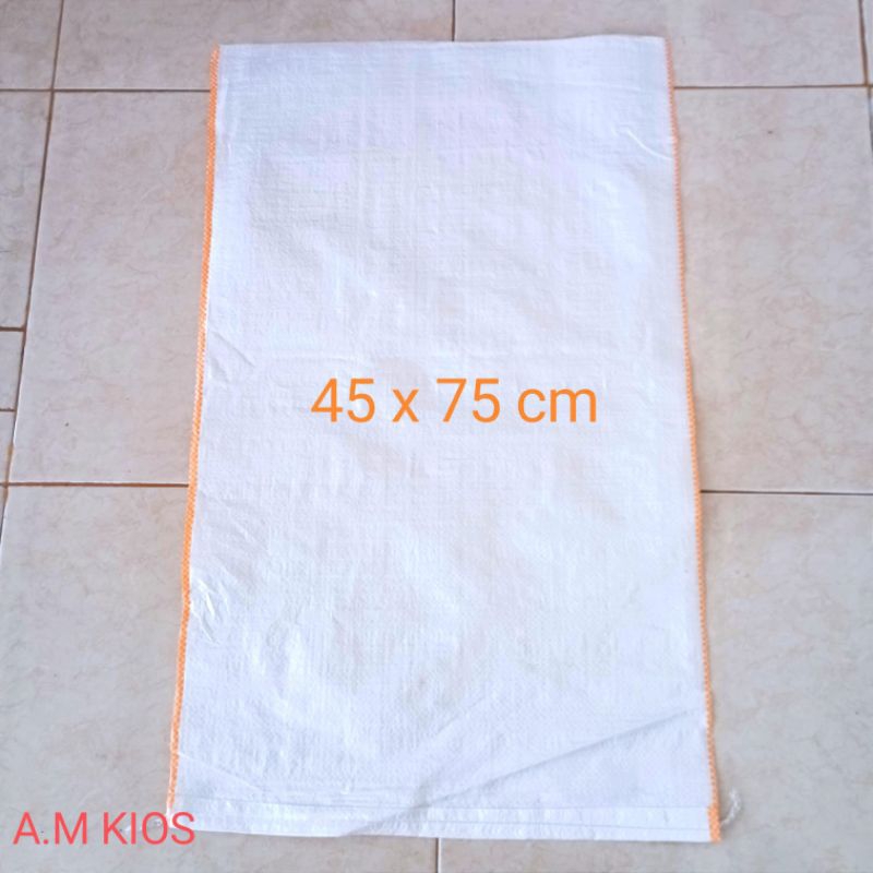 Karung plastik 25kg polos putih ukuran 45 x 75 cm isi 50 lembar