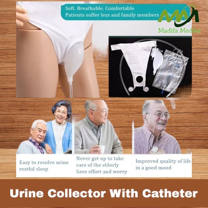 Urine Collector With Chateter   Urinal with Catheter Bag  kantong Urine Silikon